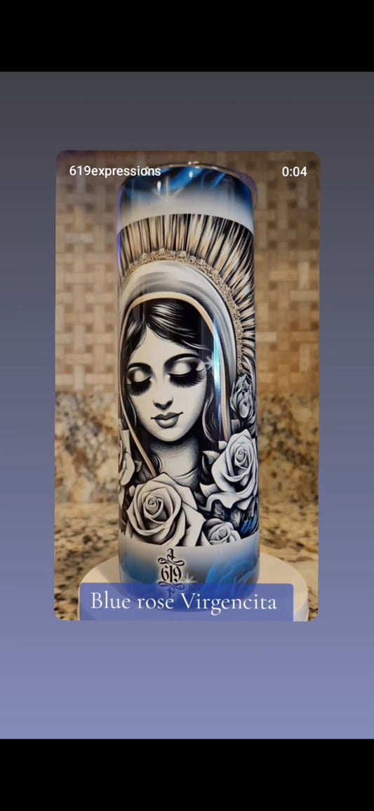 Blue Rose Virgencita Tumbler